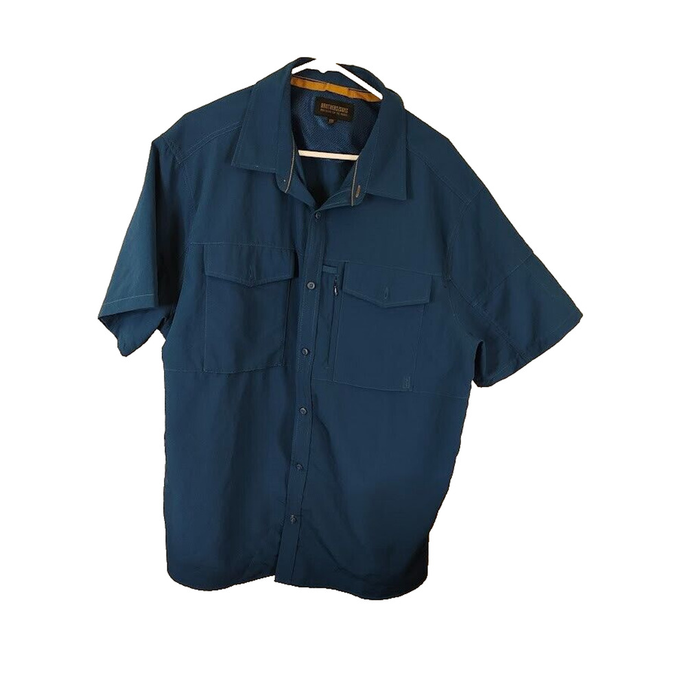 Brothers and Sons Men's Sun Short Sleeve Button Western Shirt Dark Blue XXL